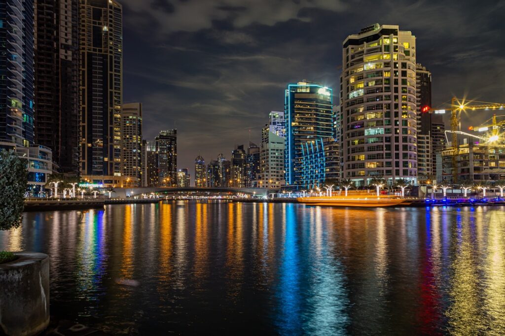dubai, marina,  Dubai night - Holiday Homes with Marina View